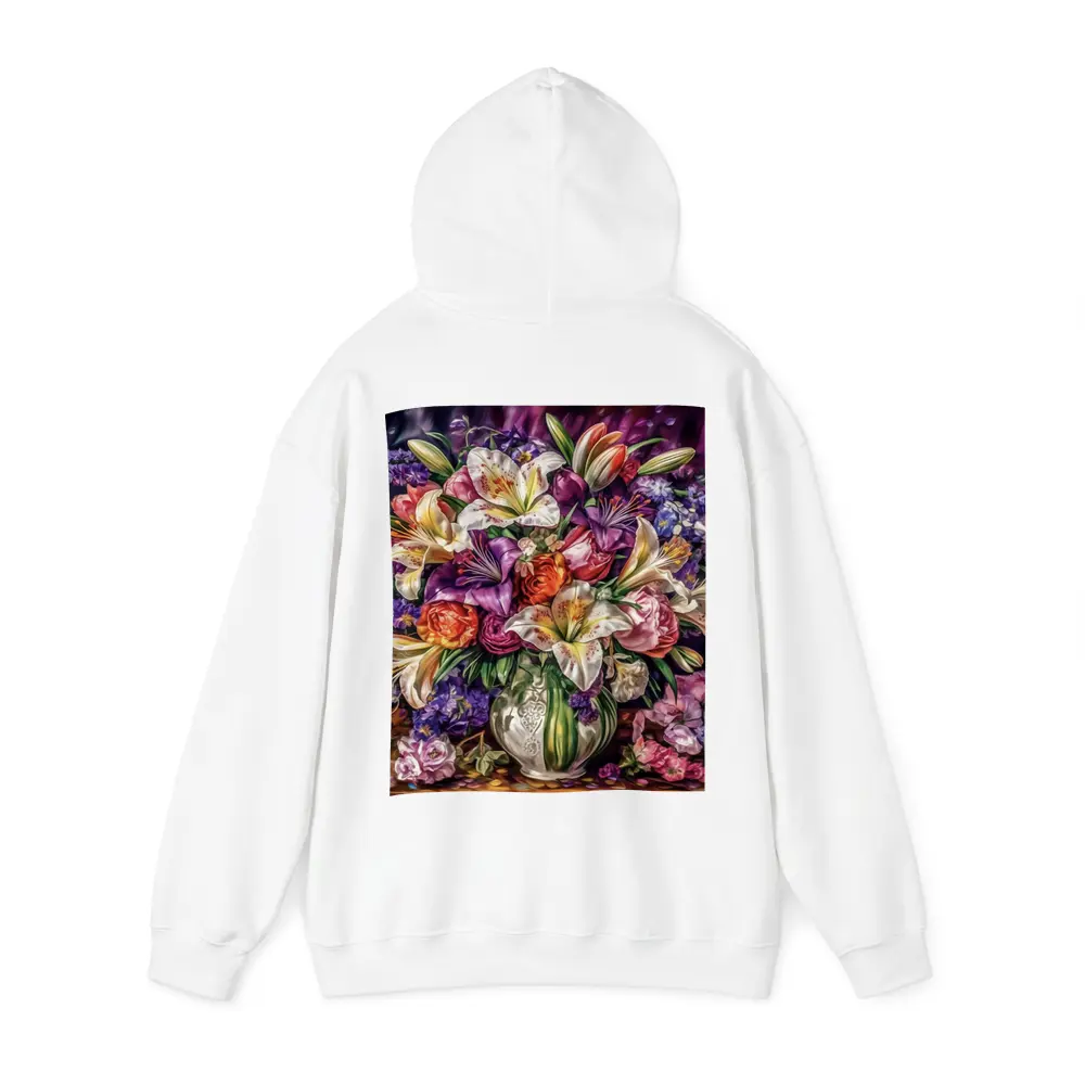 White Lilies Roses Bouquet Purple Background – Hoodies