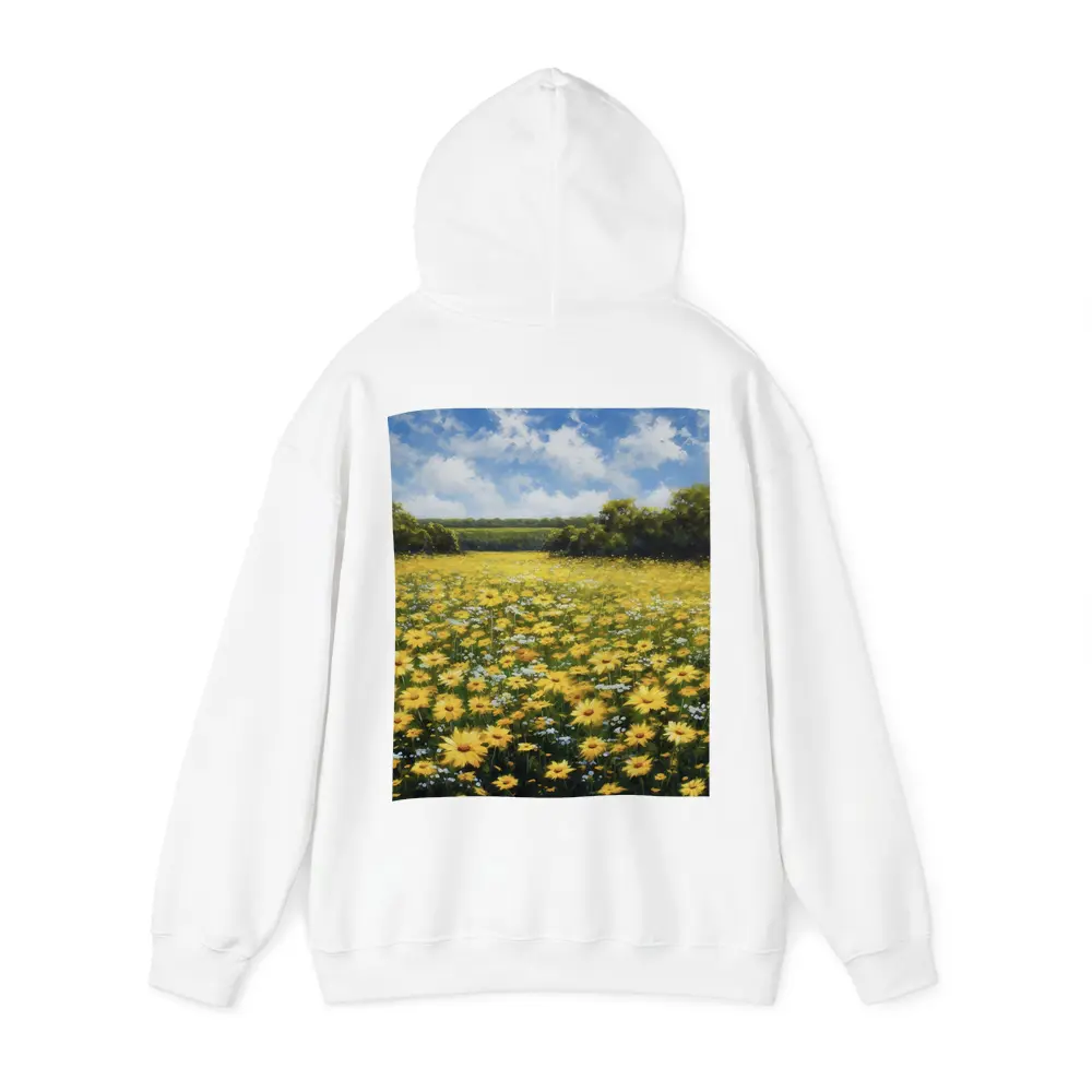 Yellow Daisy Field Oil Painting Summer Landscape – Hoodies