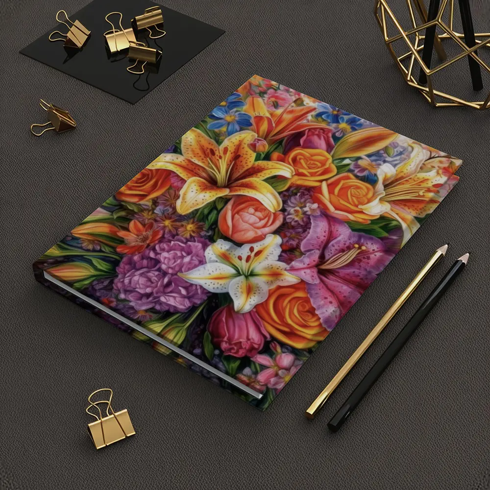 Colorful Lilies Roses Bouquet Floral Painting – Notebooks