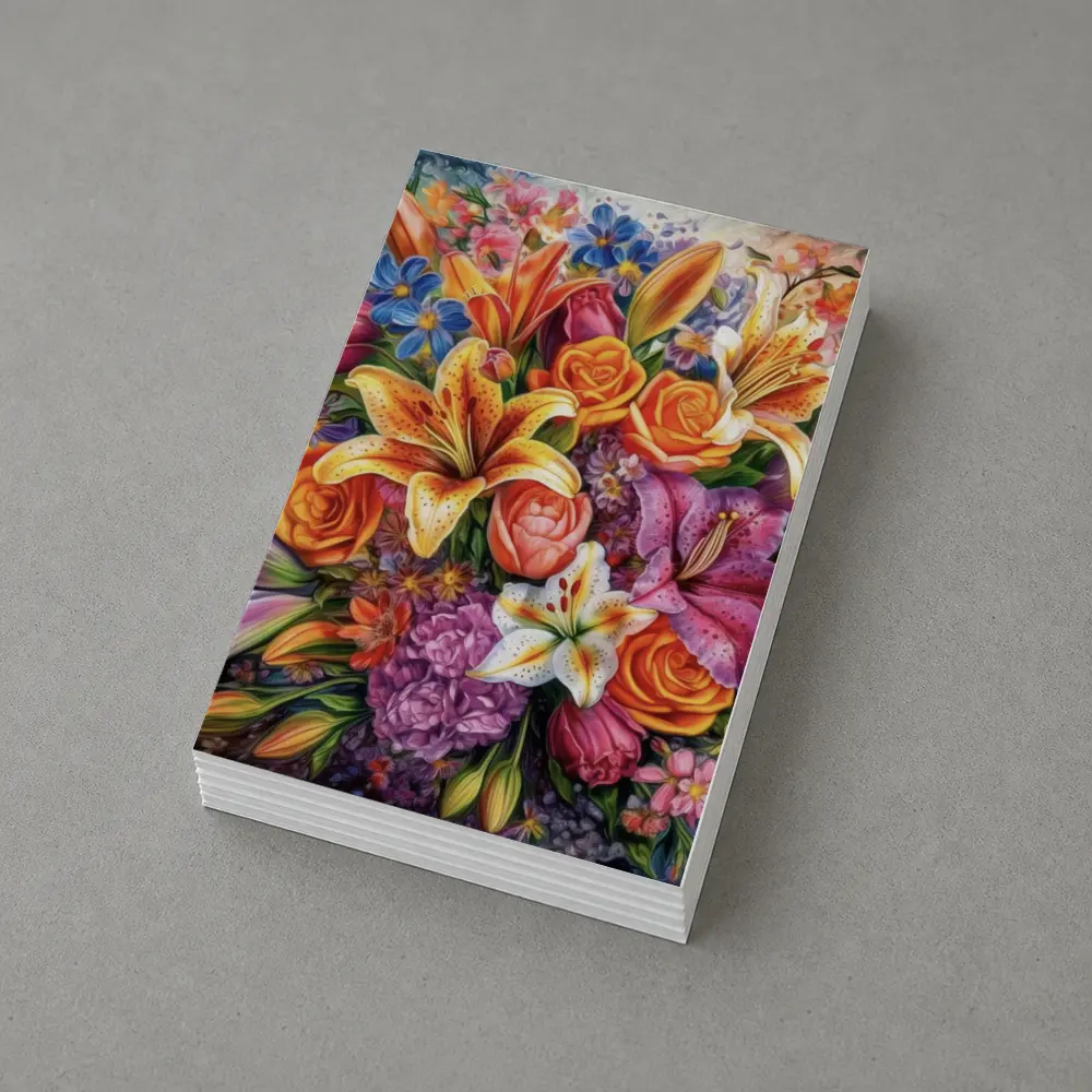 Colorful Lilies Roses Bouquet Floral Painting – Postcards