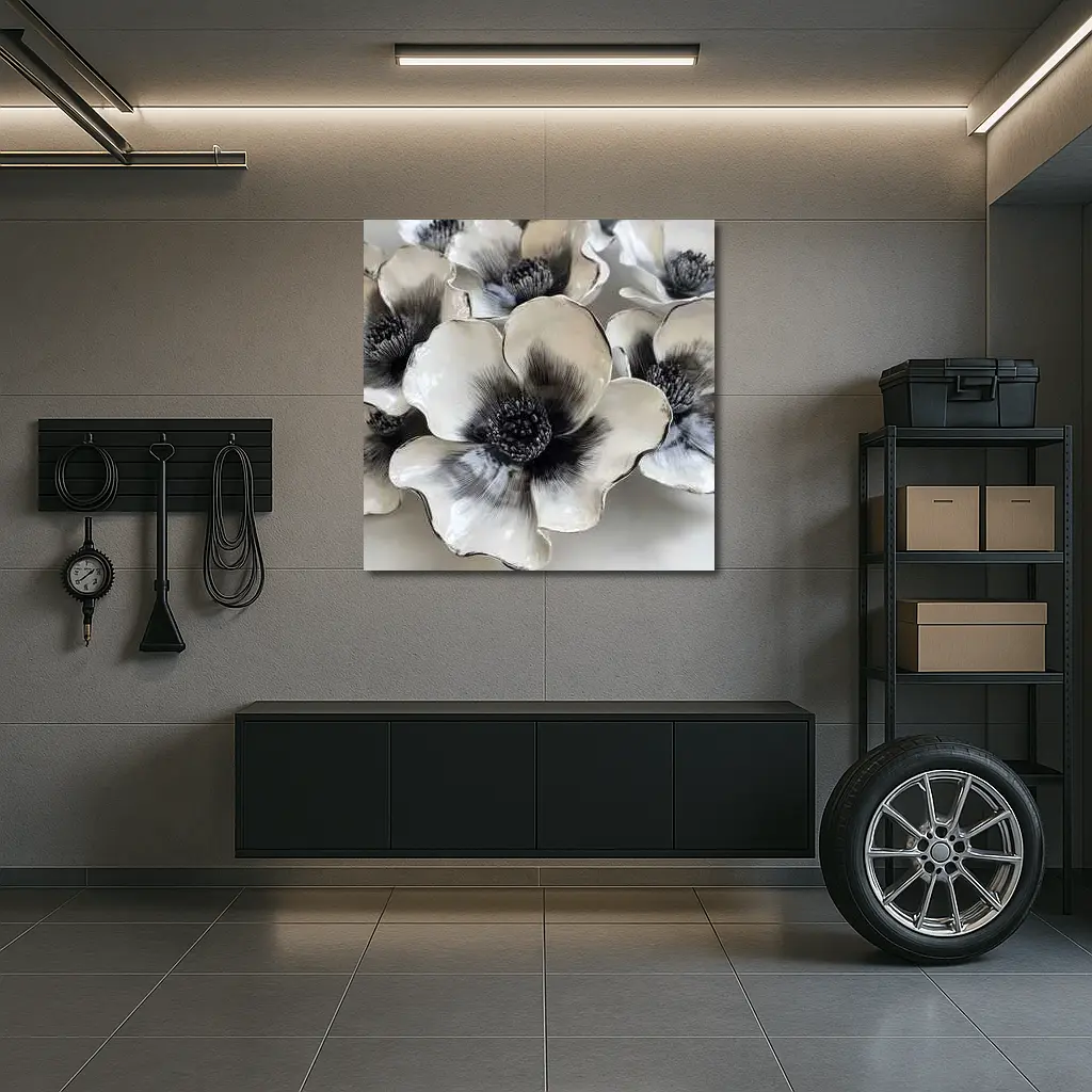 Black White Anemone Ceramic Flowers Wall Art – Wall Art