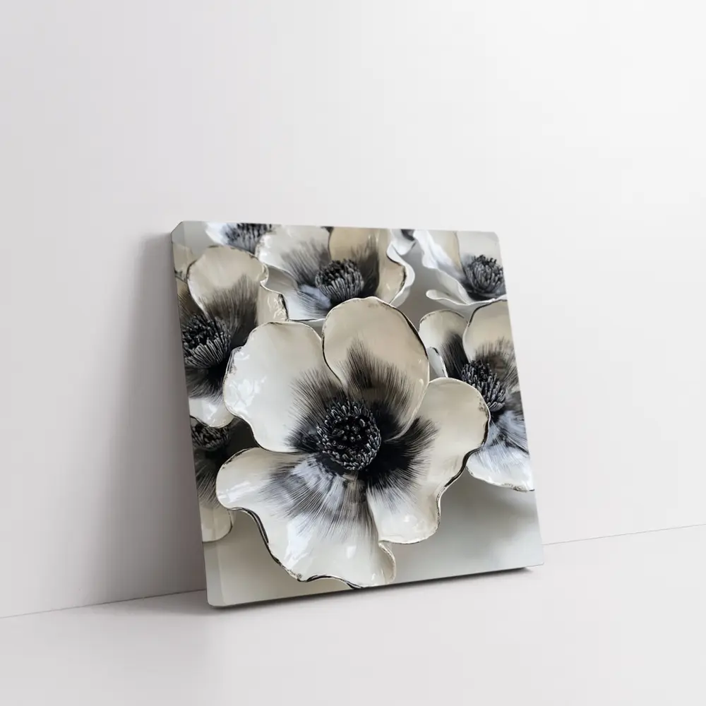 Black White Anemone Ceramic Flowers Wall Art – Wall Art