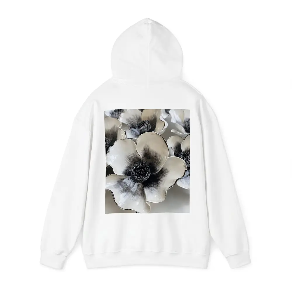 Black White Anemone Ceramic Flowers Wall Art – Hoodies