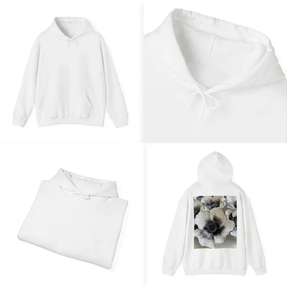 Black White Anemone Ceramic Flowers Wall Art – Hoodies