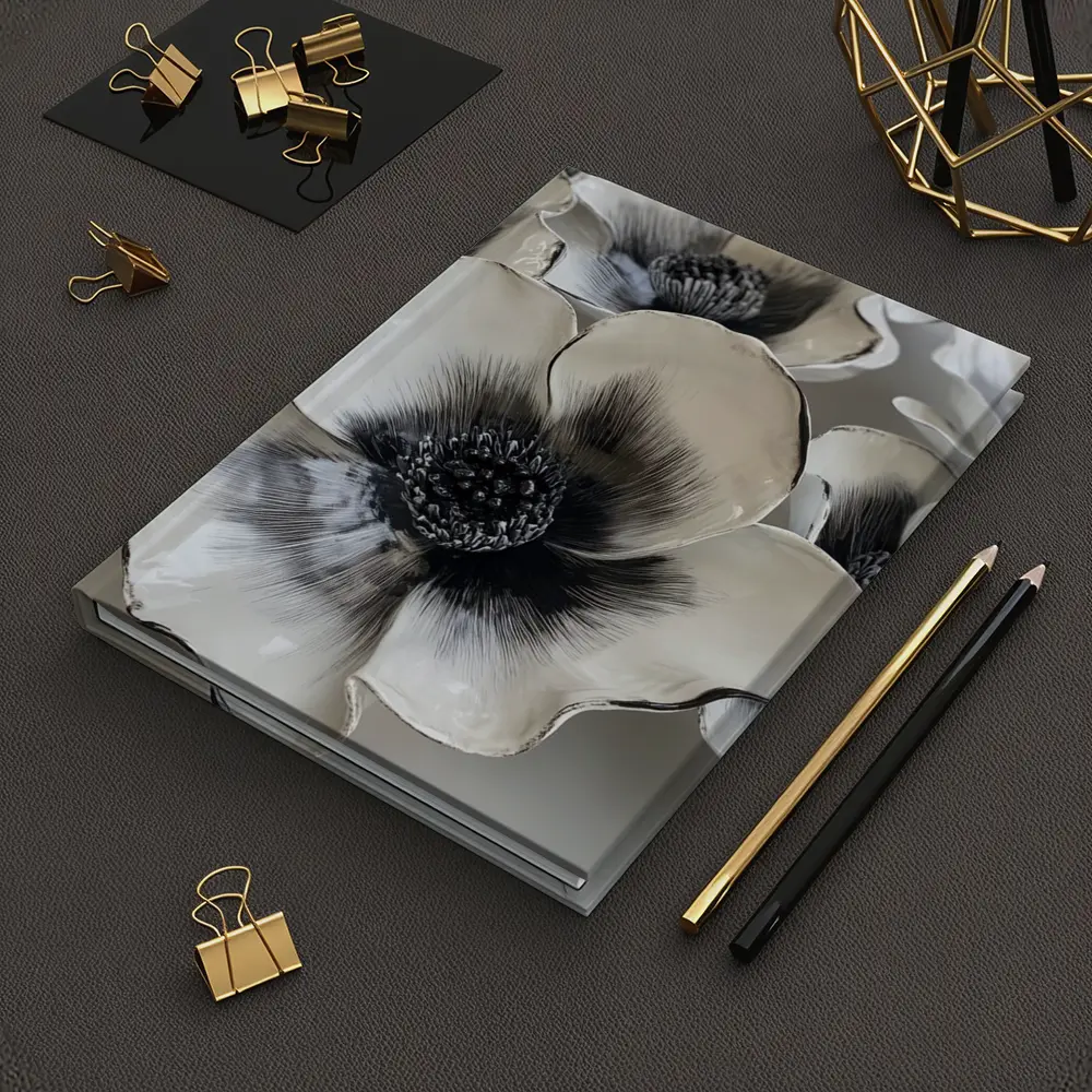 Black White Anemone Ceramic Flowers Wall Art – Notebooks