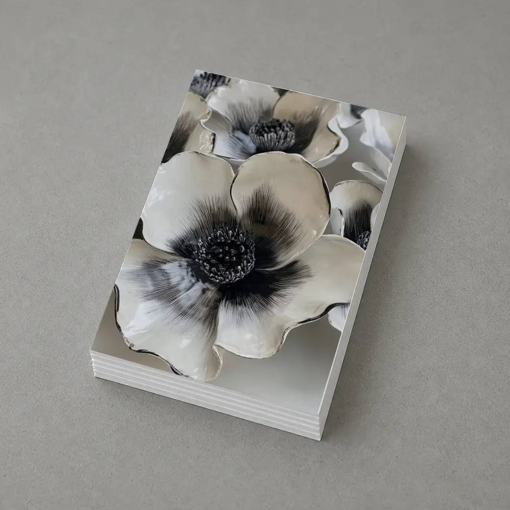 Black White Anemone Ceramic Flowers Wall Art – Postcards