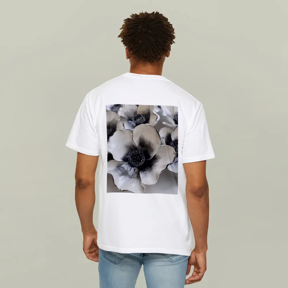 Black White Anemone Ceramic Flowers Wall Art – T-Shirts