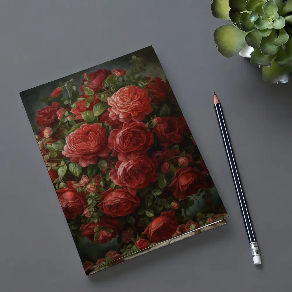 Red Roses Bouquet Dark Moody Painting – Notebooks