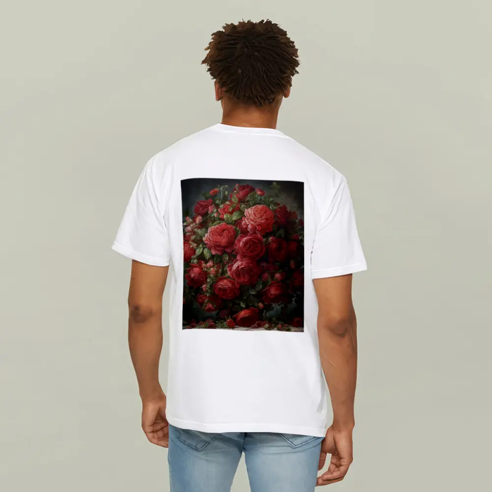 Red Roses Bouquet Dark Moody Painting – T-Shirts