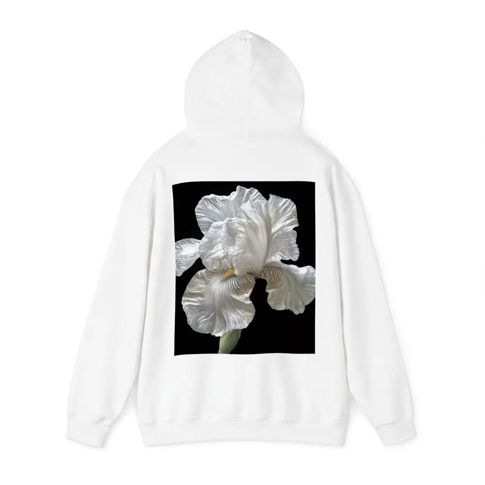 White Iris Flower On Black Background – Hoodies