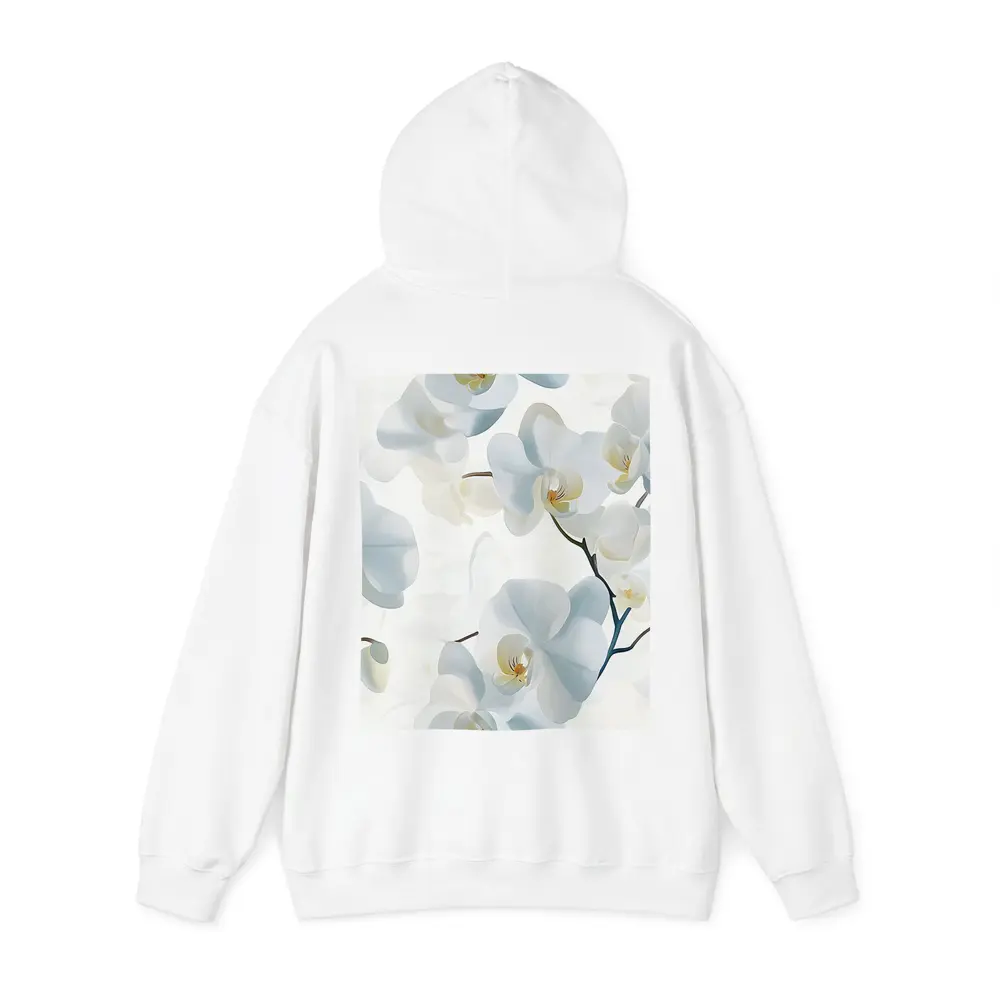 White Orchid Flowers Soft Blue Background – Hoodies