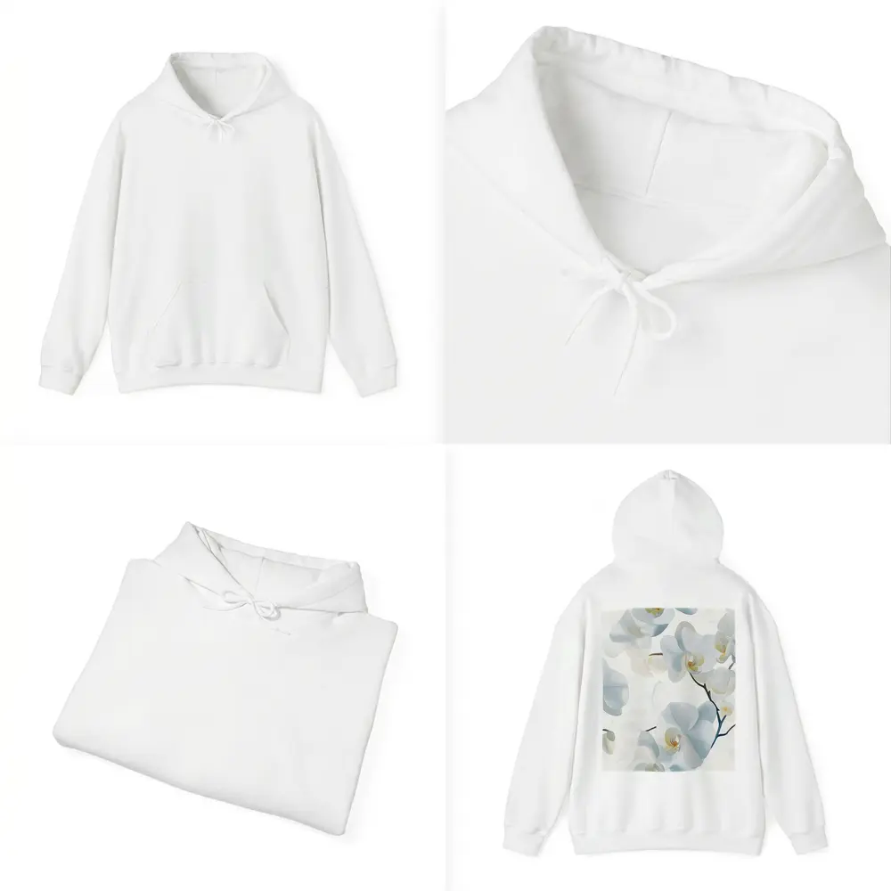 White Orchid Flowers Soft Blue Background – Hoodies
