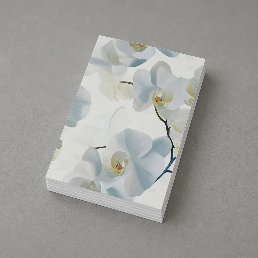 White Orchid Flowers Soft Blue Background – Postcards