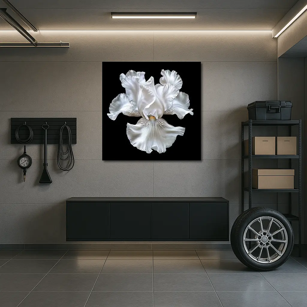 White Iris Flower Black Background Art – Wall Art