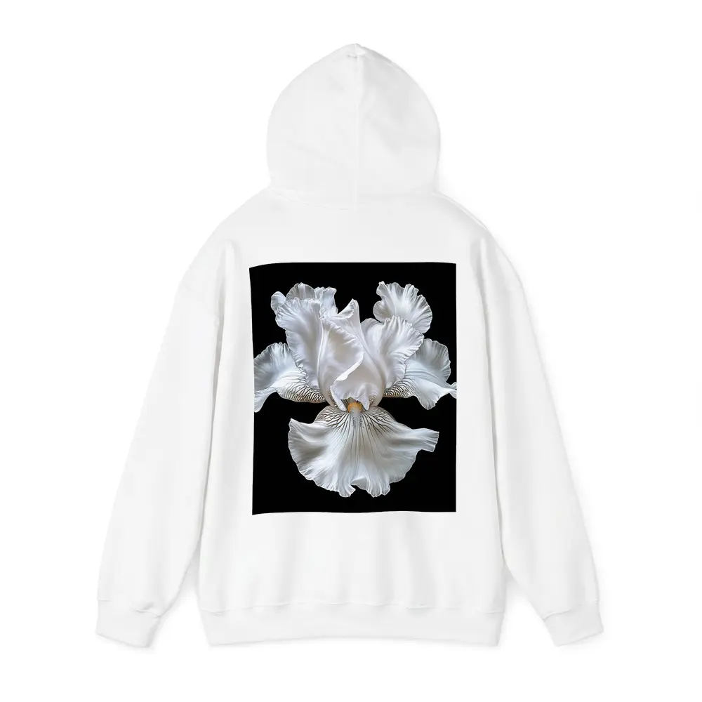 White Iris Flower Black Background Art – Hoodies