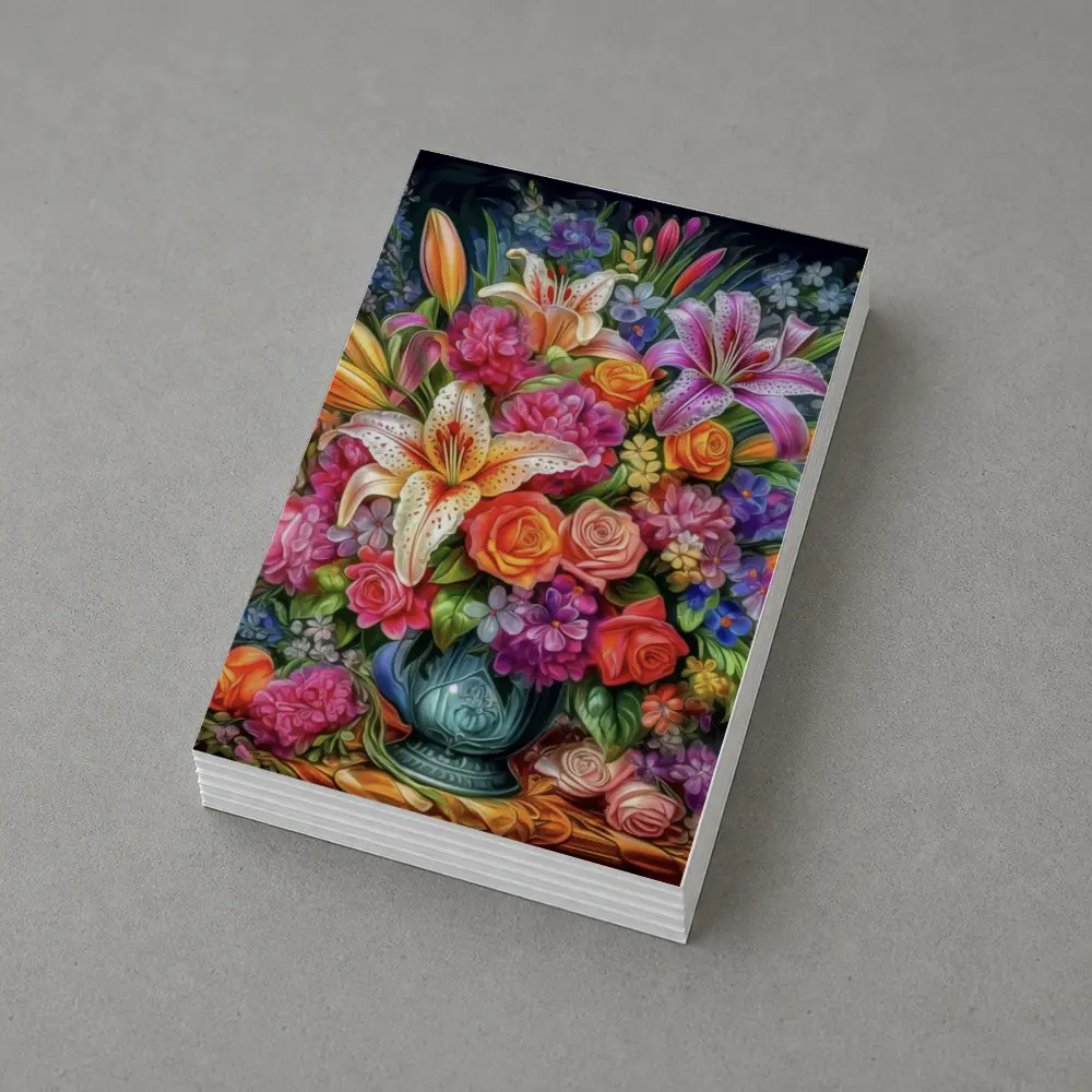 Lilies Roses Mixed Bouquet Dark Background – Postcards