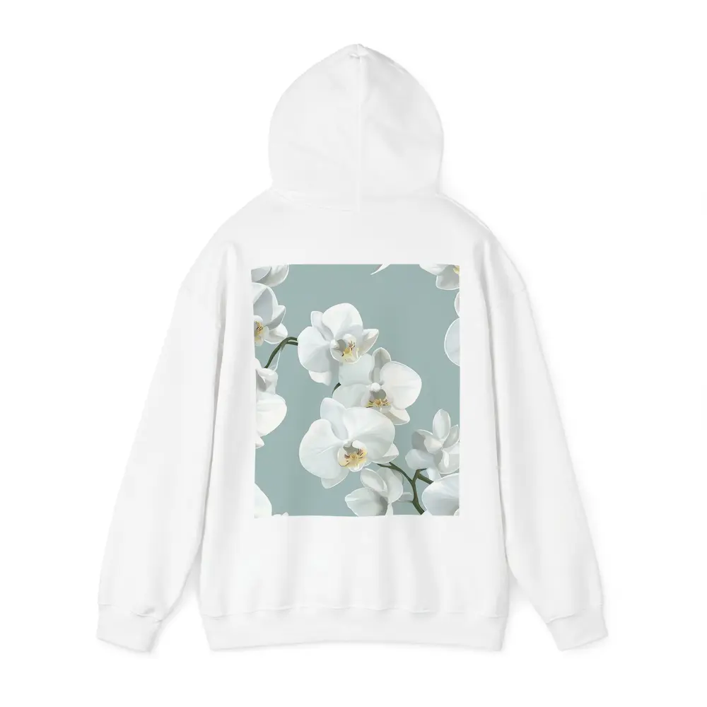White Orchid Flowers Soft Blue Background – Hoodies