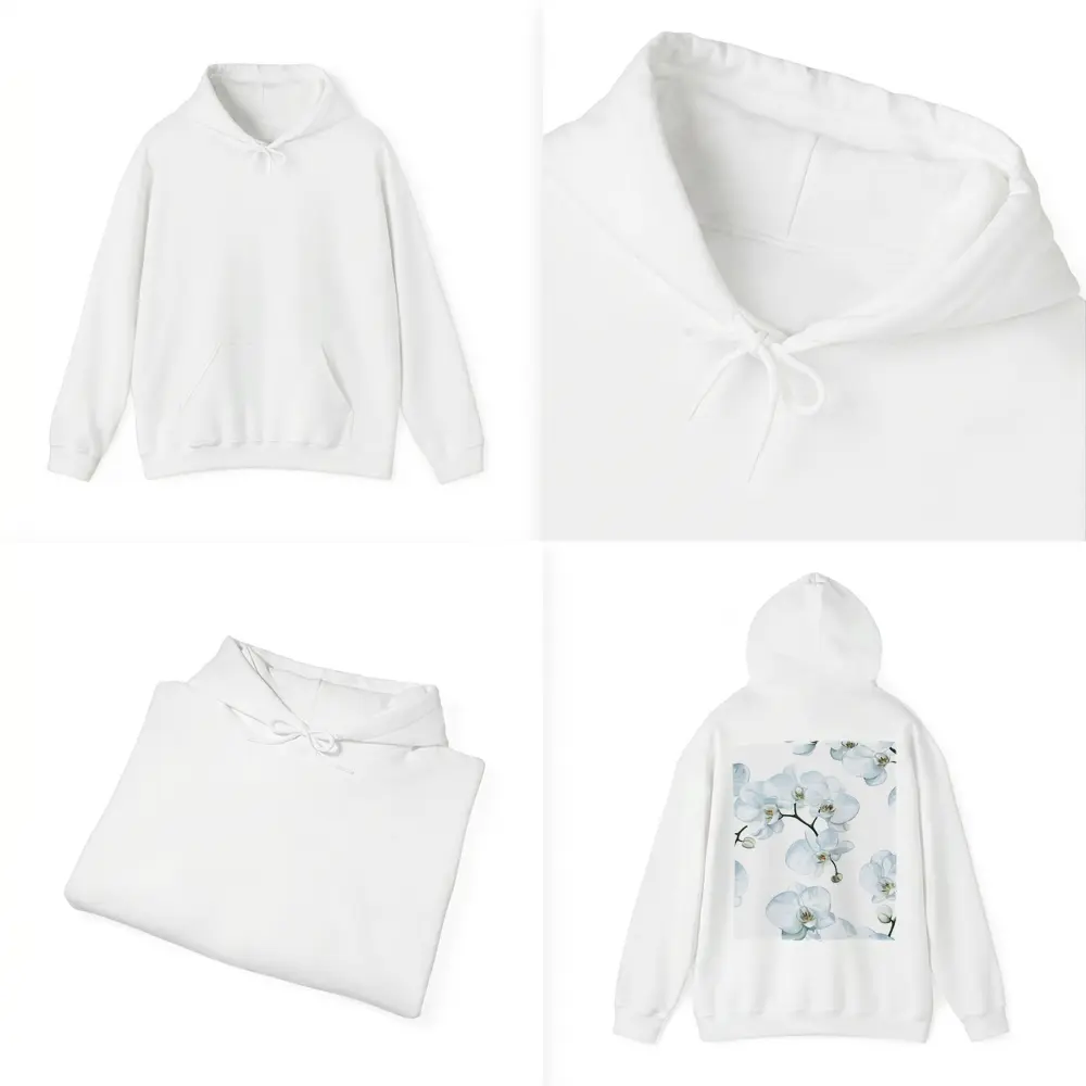 White Orchid Flowers On White Background – Hoodies