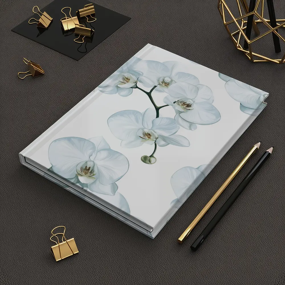 White Orchid Flowers On White Background – Notebooks