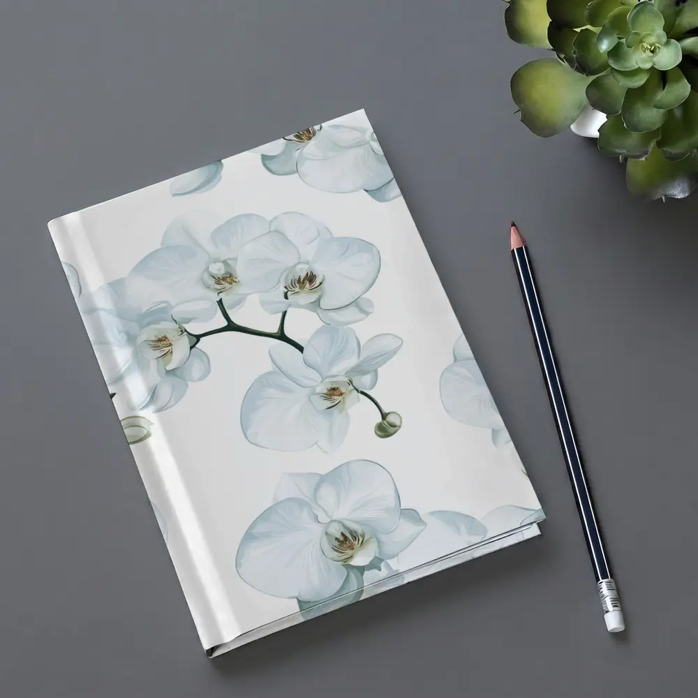 White Orchid Flowers On White Background – Notebooks