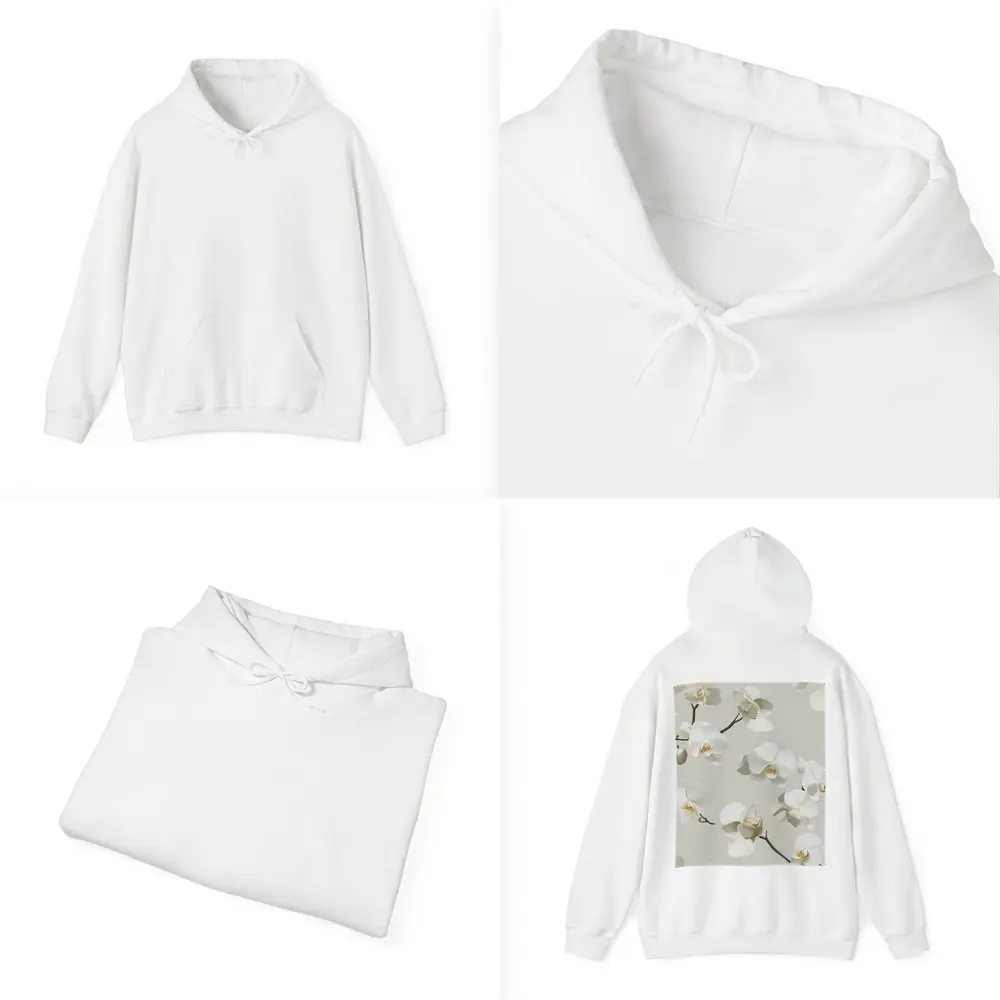 White Orchid Flowers On Beige Background – Hoodies
