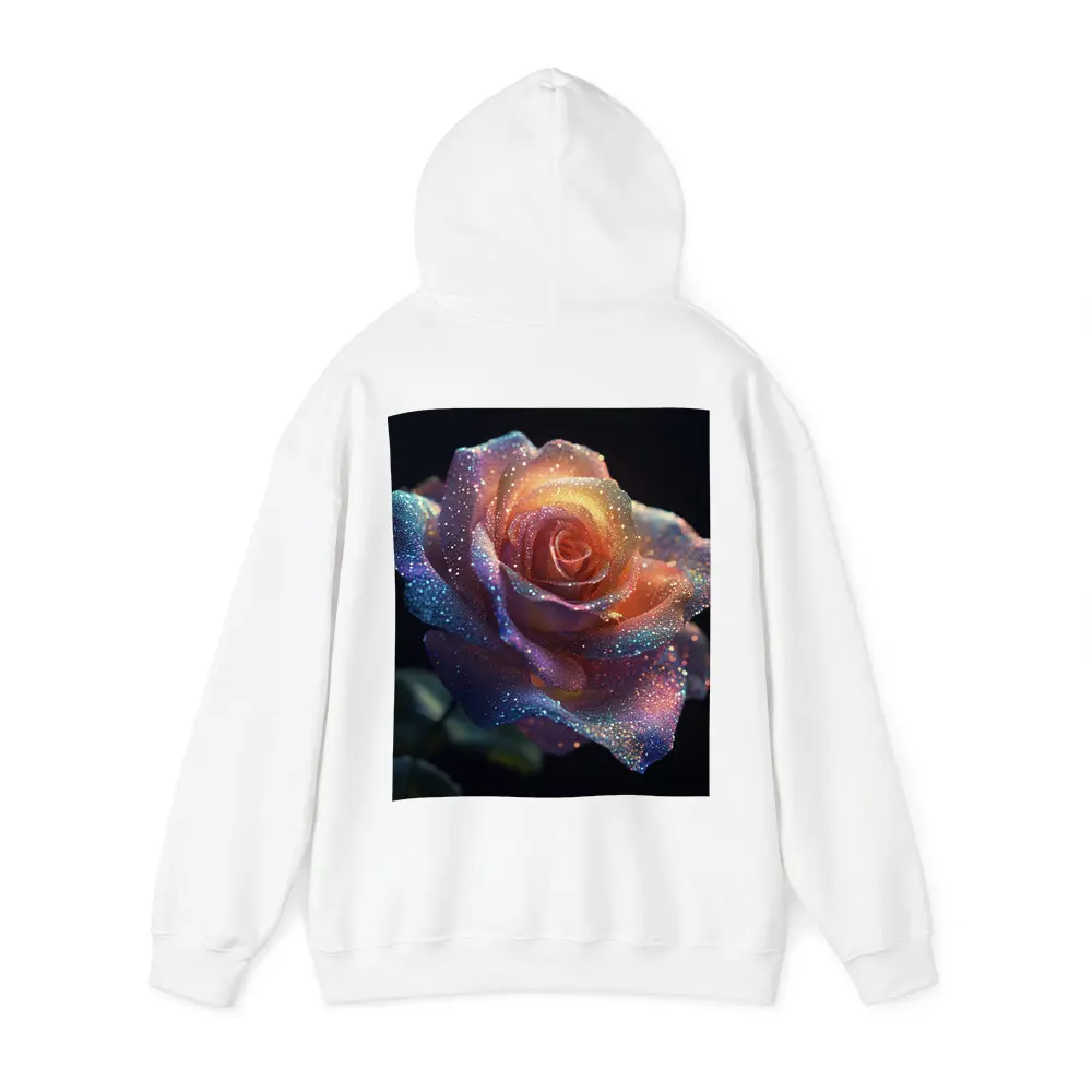 Glitter Rose Multicolor Dark Background Art – Hoodies
