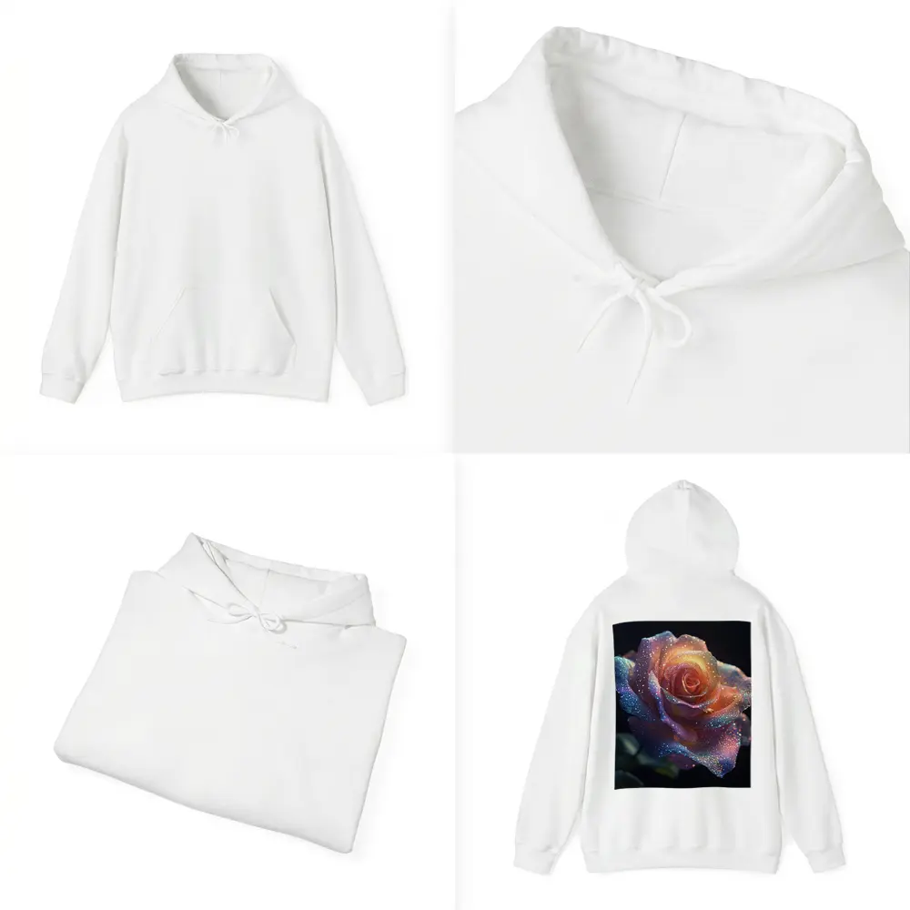 Glitter Rose Multicolor Dark Background Art – Hoodies