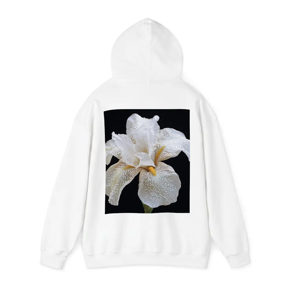 White Iris Flower Black Background Art – Hoodies