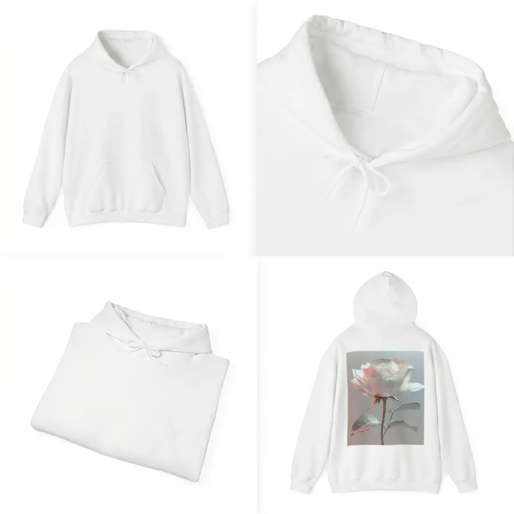 White Rose Soft Pastel Gray Background – Hoodies