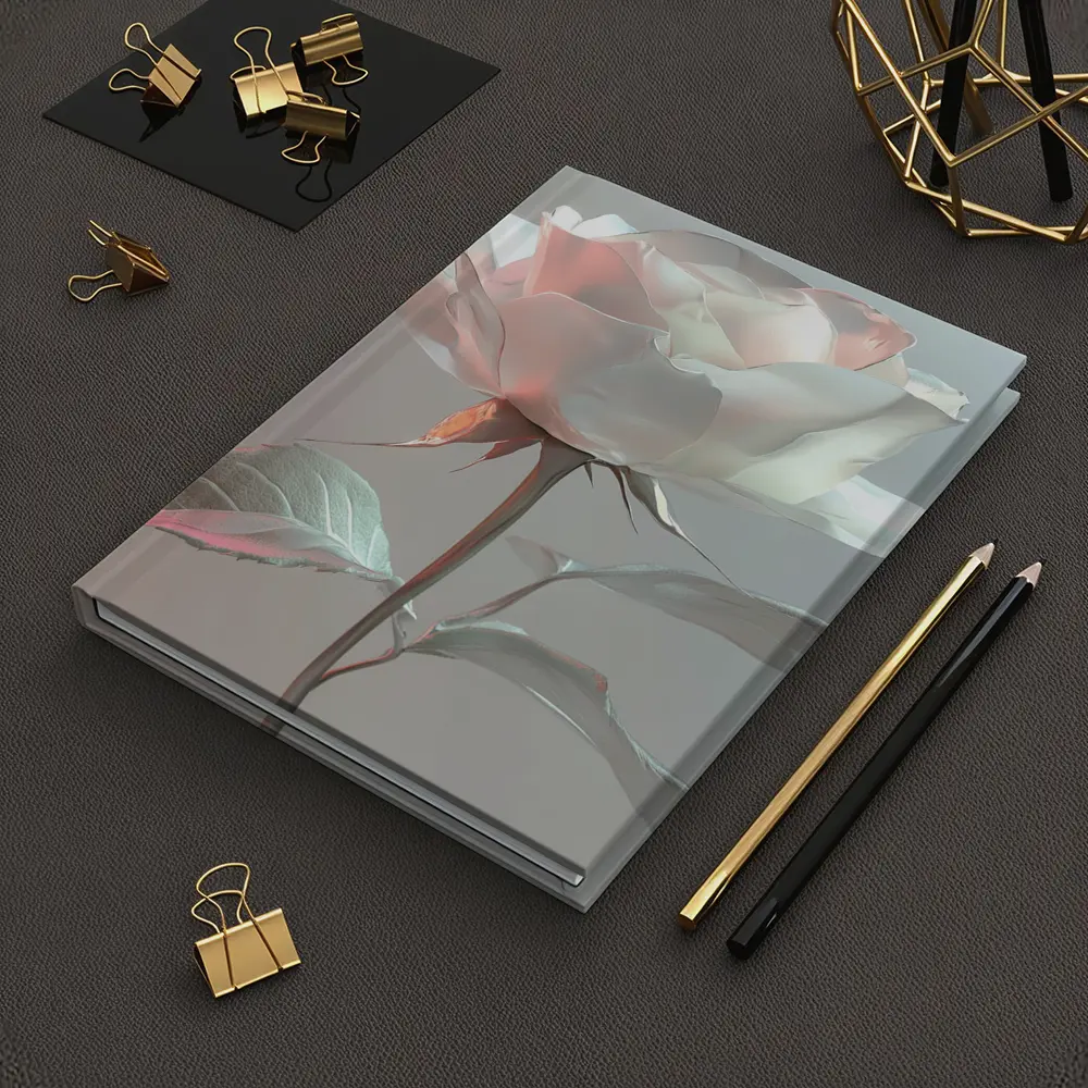 White Rose Soft Pastel Gray Background – Notebooks