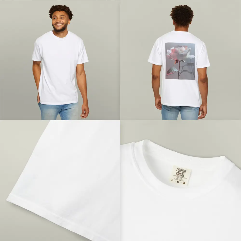 White Rose Soft Pastel Gray Background – T-Shirts
