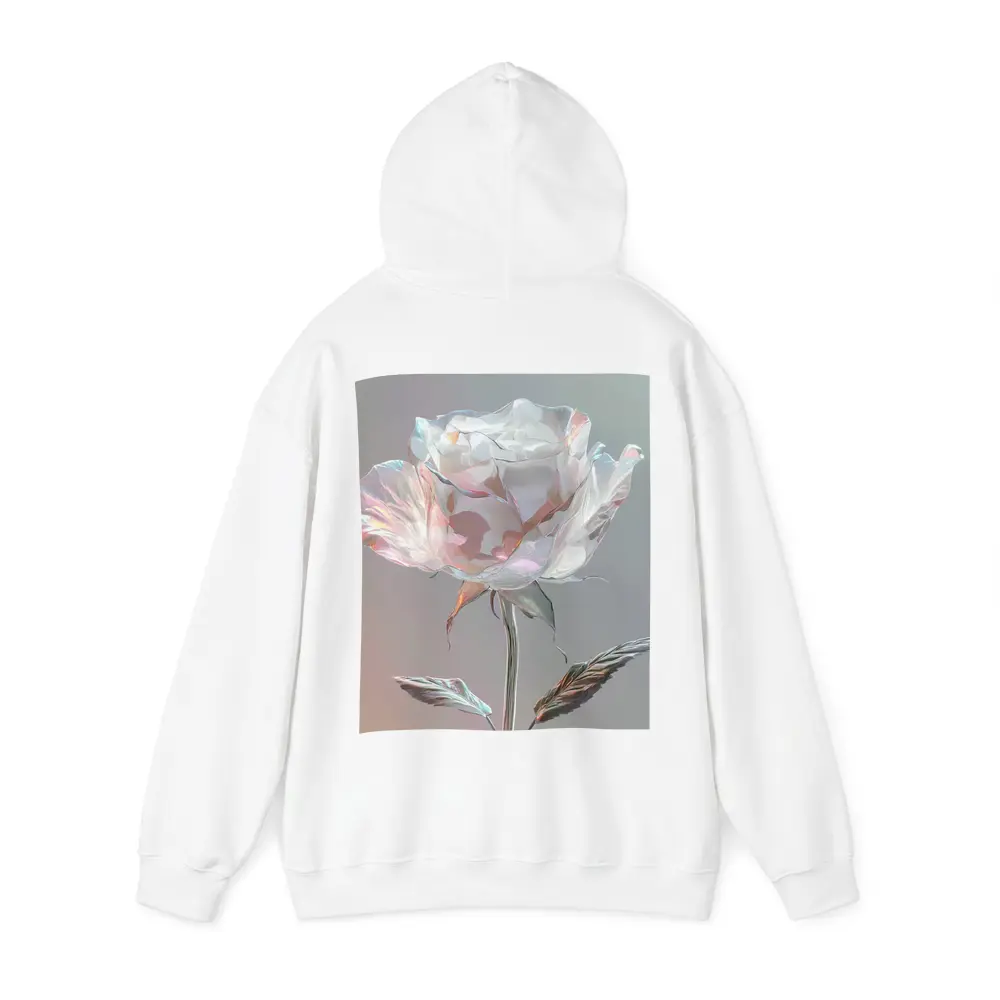 Iridescent Glass Rose Soft Gray Background – Hoodies