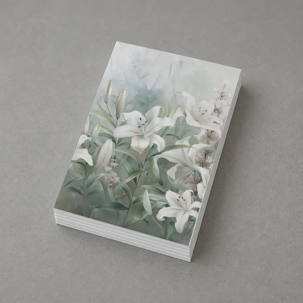 White Lilies Soft Green Watercolor Floral Art – Postcards