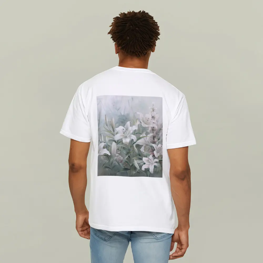 White Lilies Soft Green Watercolor Floral Art – T-Shirts