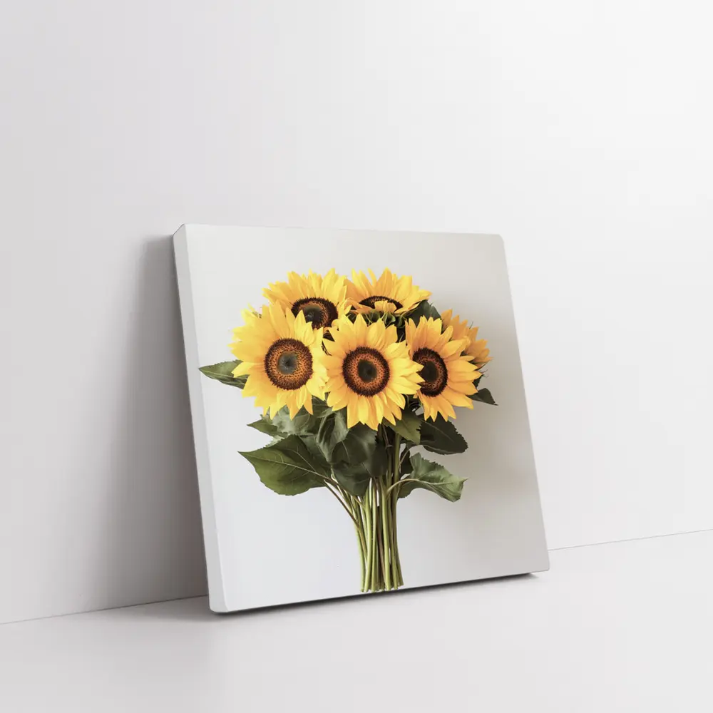 Sunflower Bouquet Against White Background – Wall Art