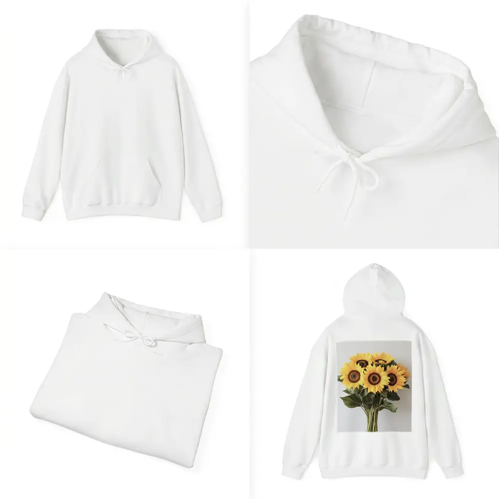 Sunflower Bouquet Against White Background – Hoodies