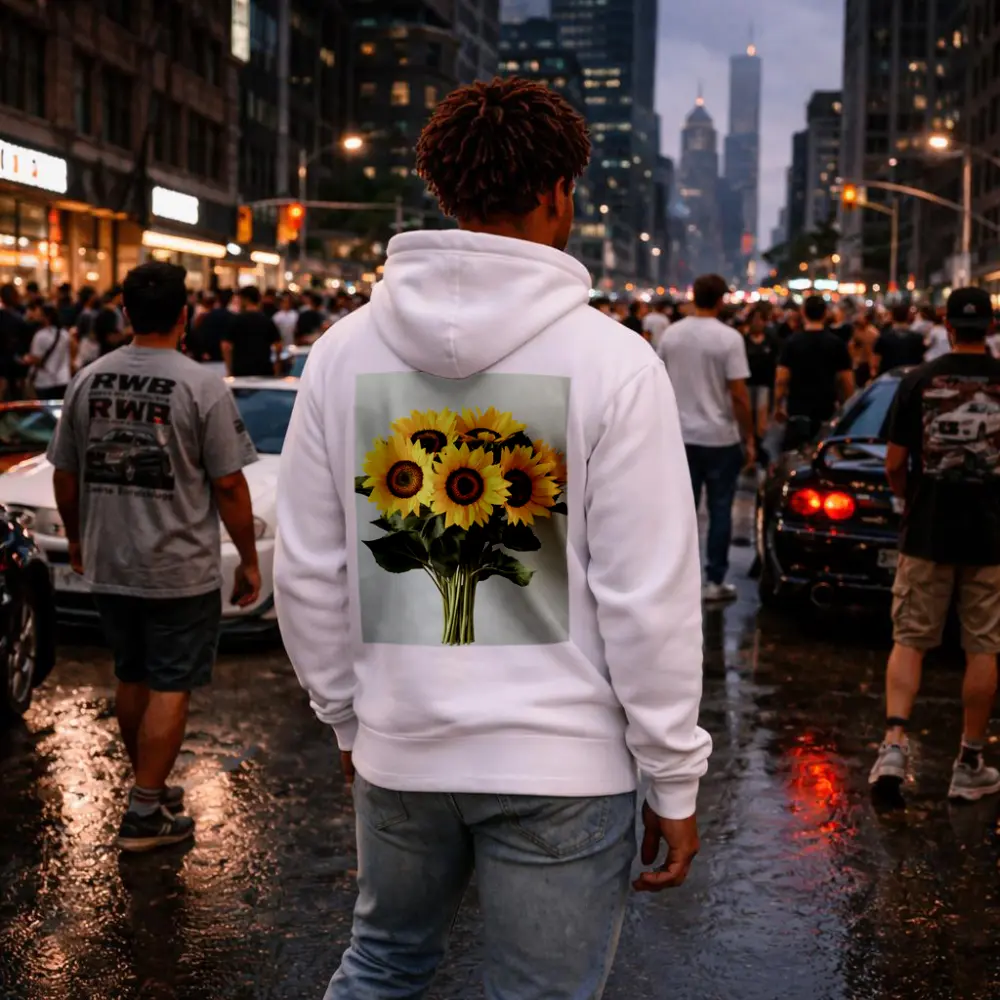 Sunflower Bouquet Against White Background – Hoodies
