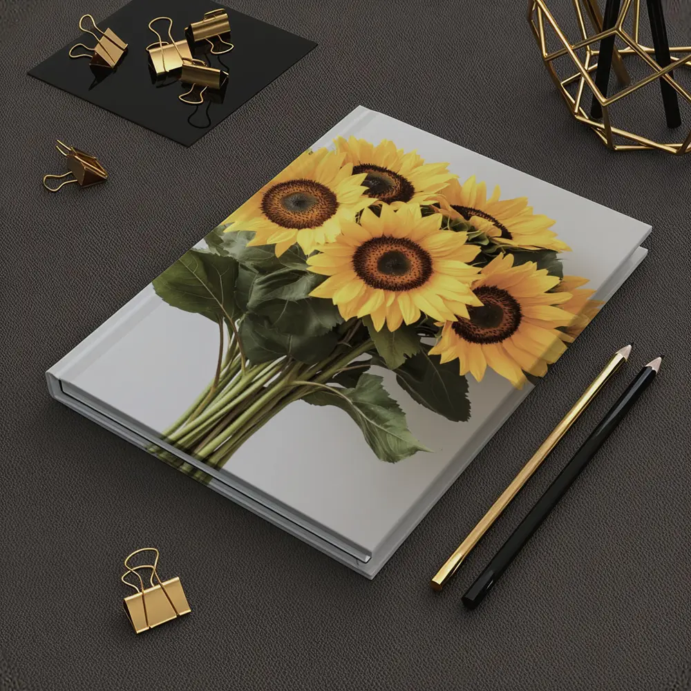 Sunflower Bouquet Against White Background – Notebooks