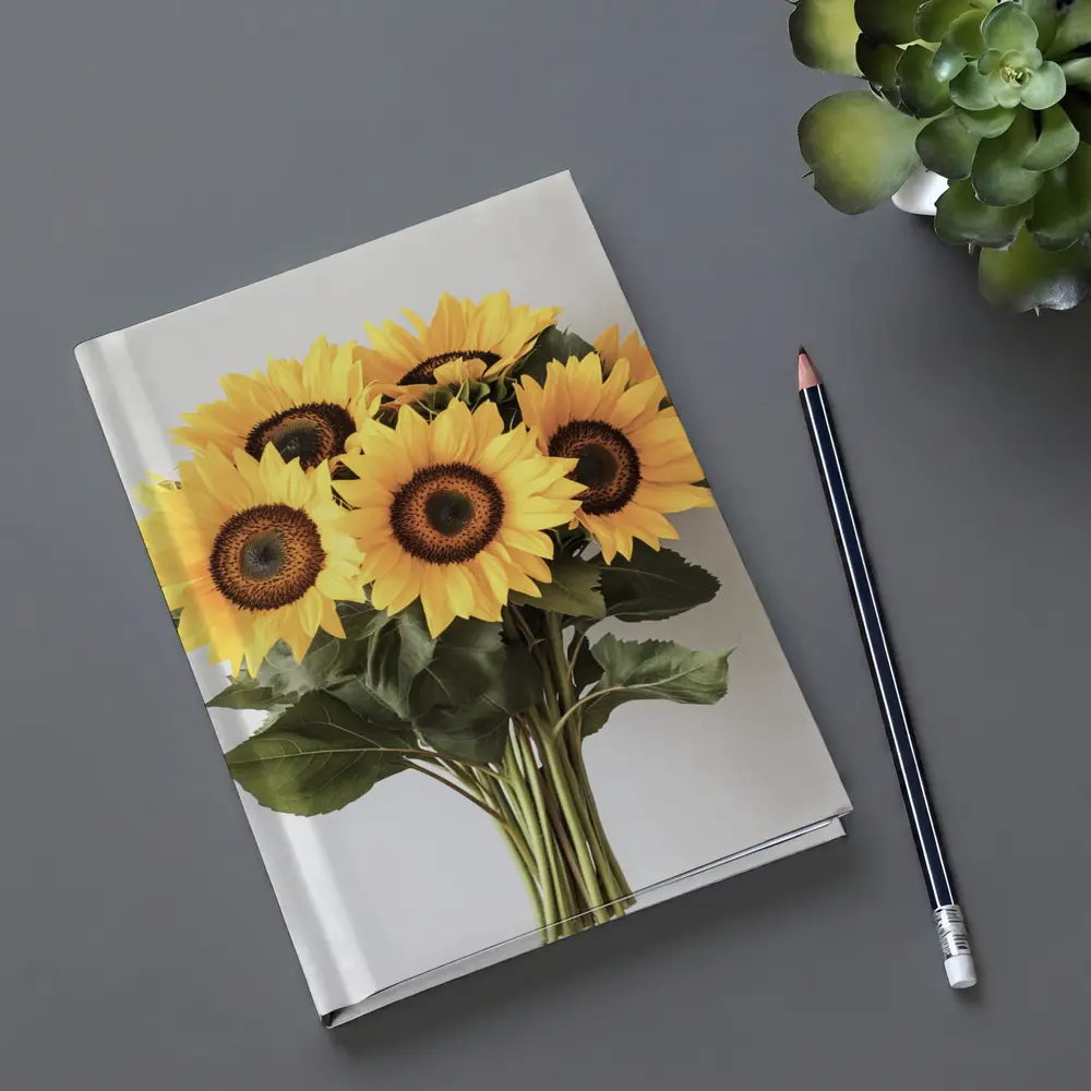 Sunflower Bouquet Against White Background – Notebooks