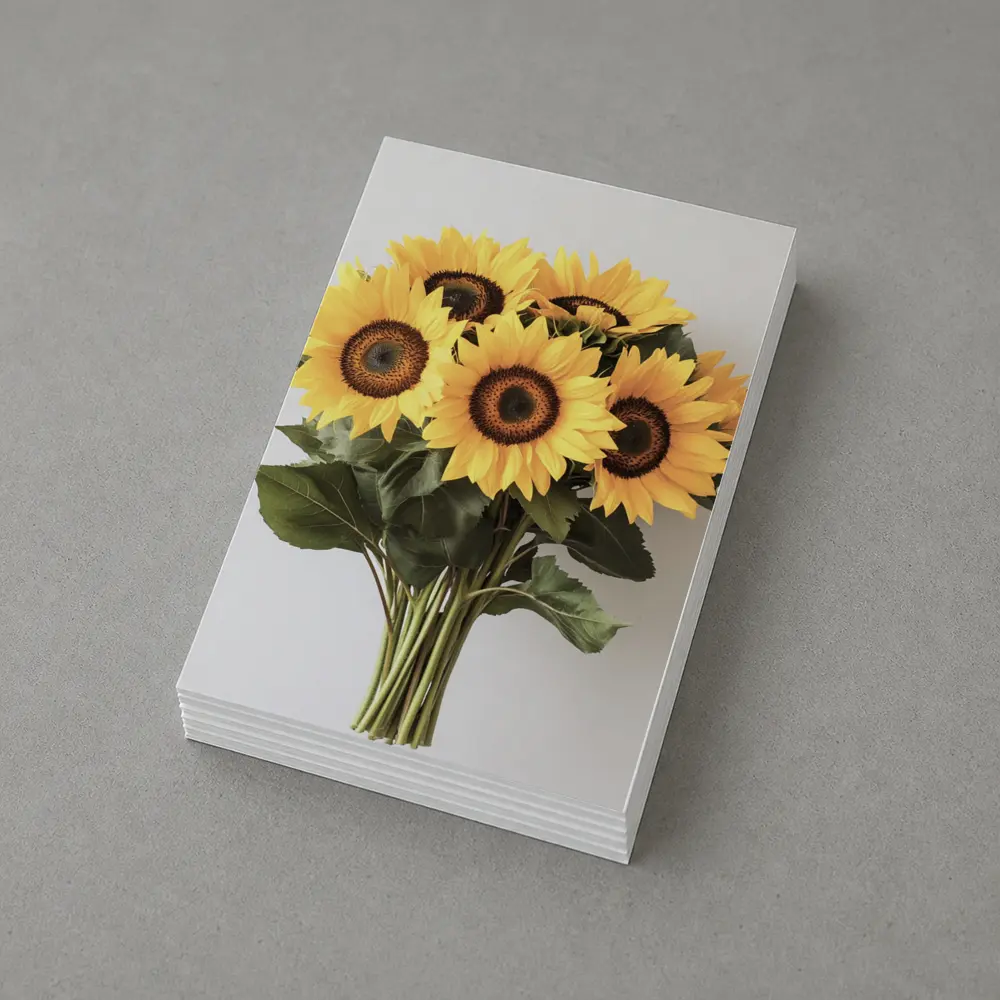 Sunflower Bouquet Against White Background – Postcards