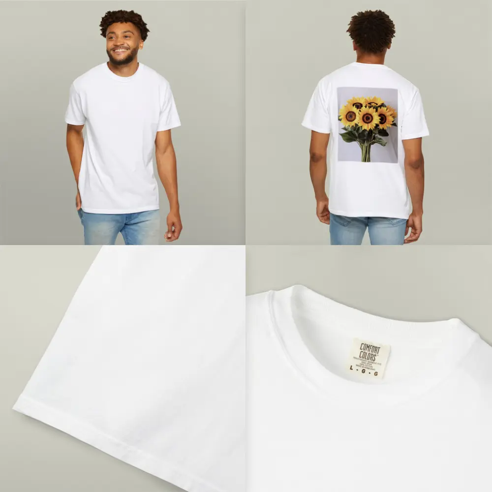 Sunflower Bouquet Against White Background – T-Shirts