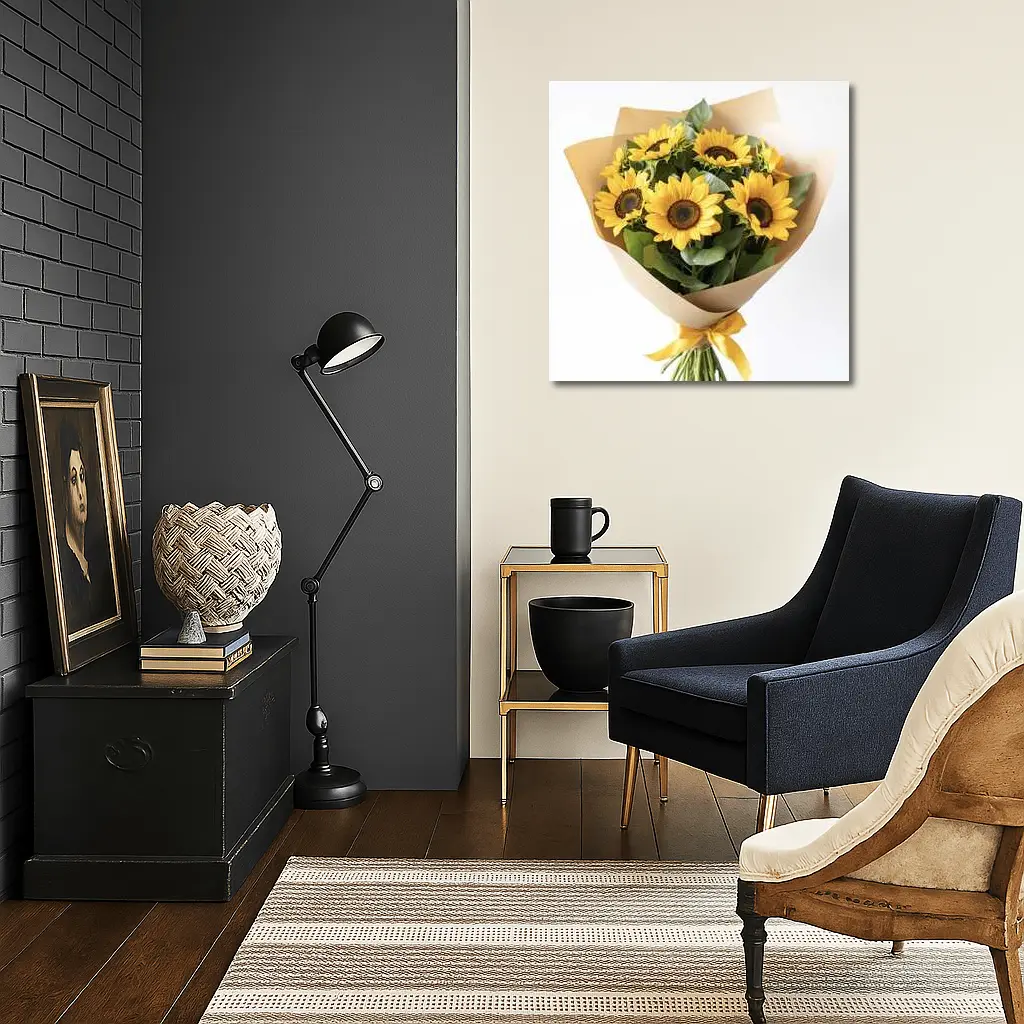 Sunflower Bouquet Wrapped in Kraft Paper – Wall Art