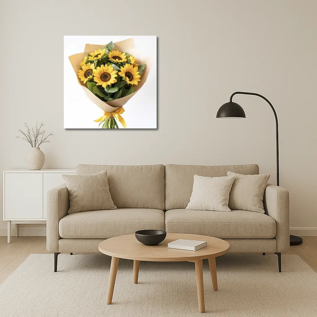 Sunflower Bouquet Wrapped in Kraft Paper – Wall Art