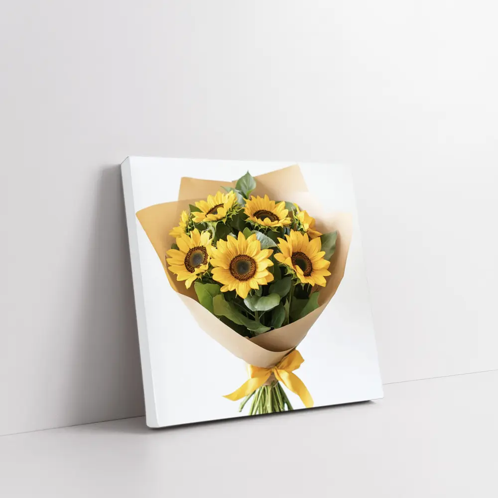 Sunflower Bouquet Wrapped in Kraft Paper – Wall Art