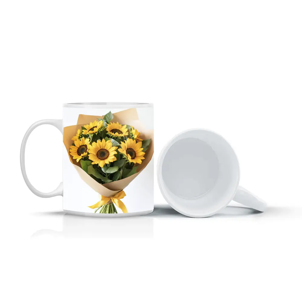 Sunflower Bouquet Wrapped in Kraft Paper – Mugs