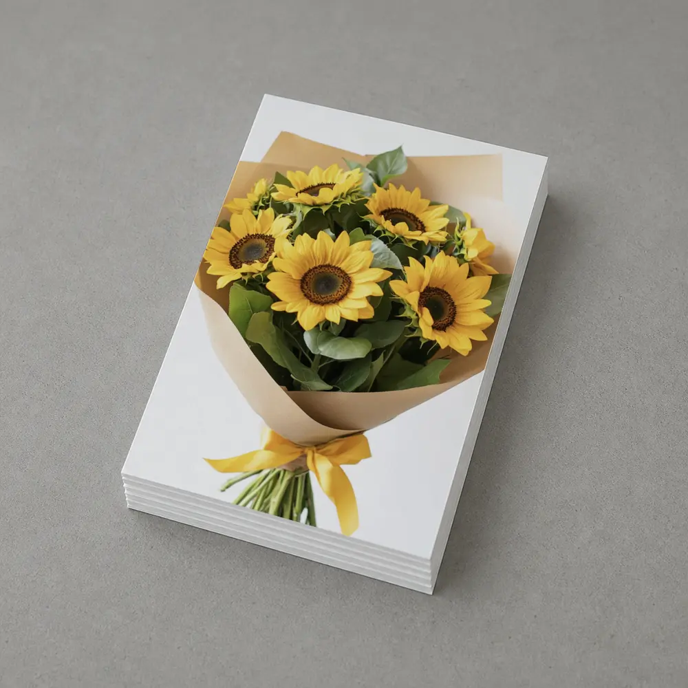 Sunflower Bouquet Wrapped in Kraft Paper – Postcards