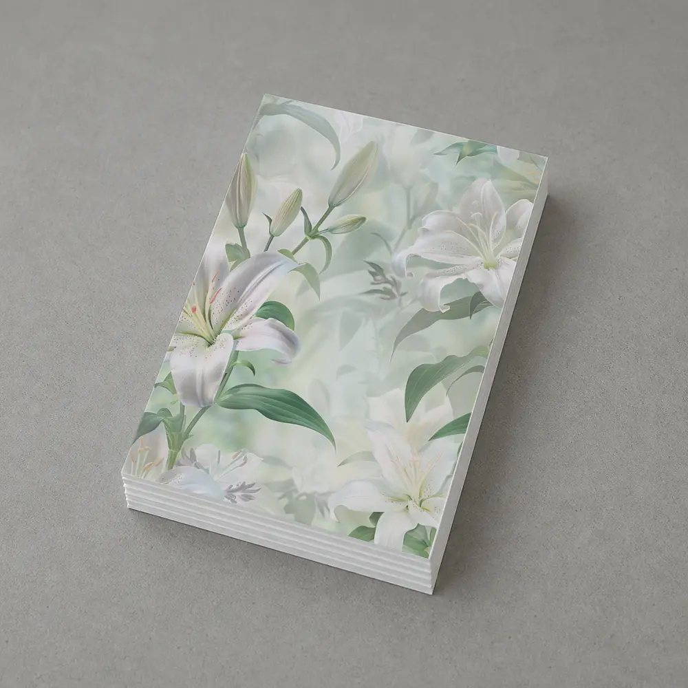 White Lily Flowers Soft Green Botanical Art – Postcards