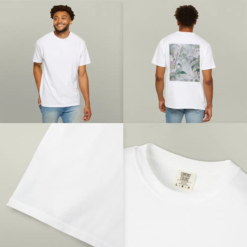 White Lily Flowers Soft Green Botanical Art – T-Shirts