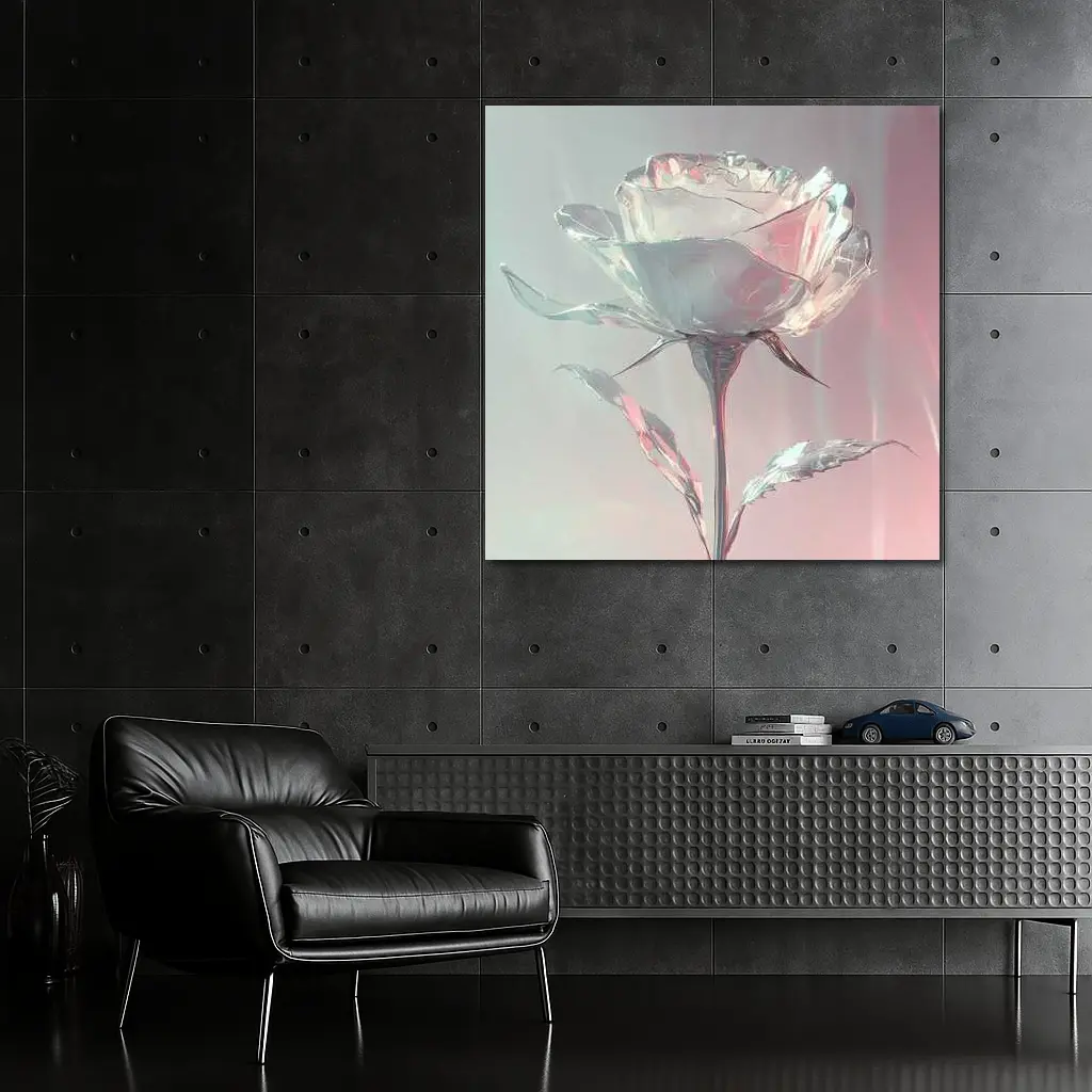 Crystal Glass Rose Soft Pink Pastel Background – Wall Art