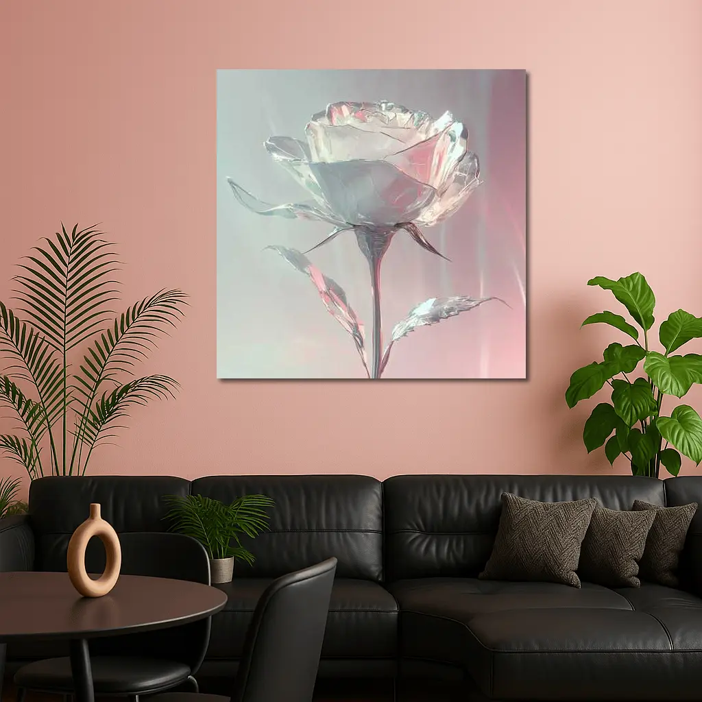 Crystal Glass Rose Soft Pink Pastel Background – Wall Art